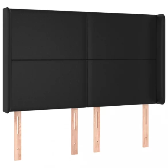 fekete műbőr rugós ágy matraccal és LED-del 140 x 190 cm