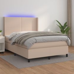   cappuccino színű műbőr rugós ágy matraccal és LED-del 140x190cm