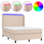 cappuccino színű műbőr rugós ágy matraccal és LED-del 140x190cm