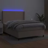 cappuccino színű műbőr rugós ágy matraccal és LED-del 140x190cm