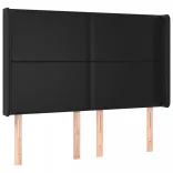 fekete műbőr rugós ágy matraccal és LED-del 140x200 cm
