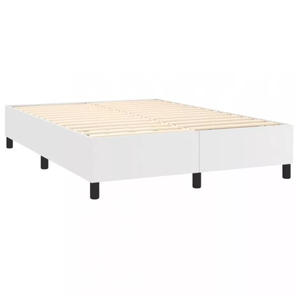 fehér műbőr rugós ágy matraccal és LED-del 140x200 cm