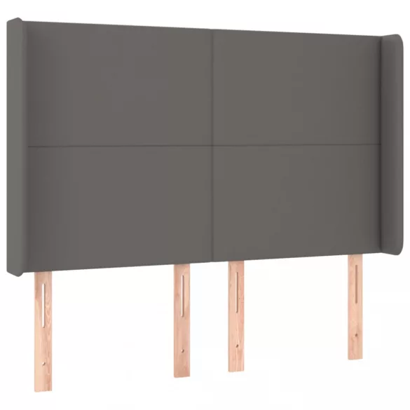 szürke műbőr rugós ágy matraccal és LED-del 140x200 cm