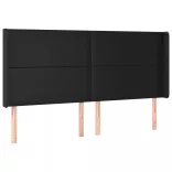 fekete műbőr rugós ágy matraccal és LED-del 160x200 cm