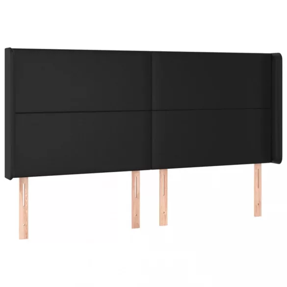 fekete műbőr rugós ágy matraccal és LED-del 160x200 cm