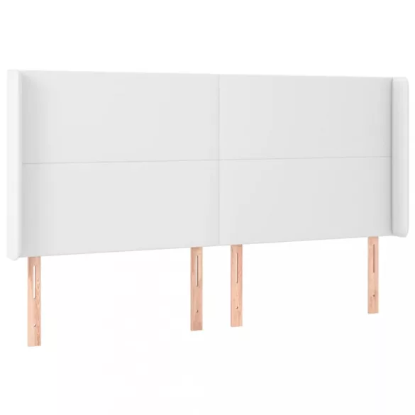 fehér műbőr rugós ágy matraccal és LED-del 160x200 cm
