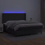 fehér műbőr rugós ágy matraccal és LED-del 180x200 cm