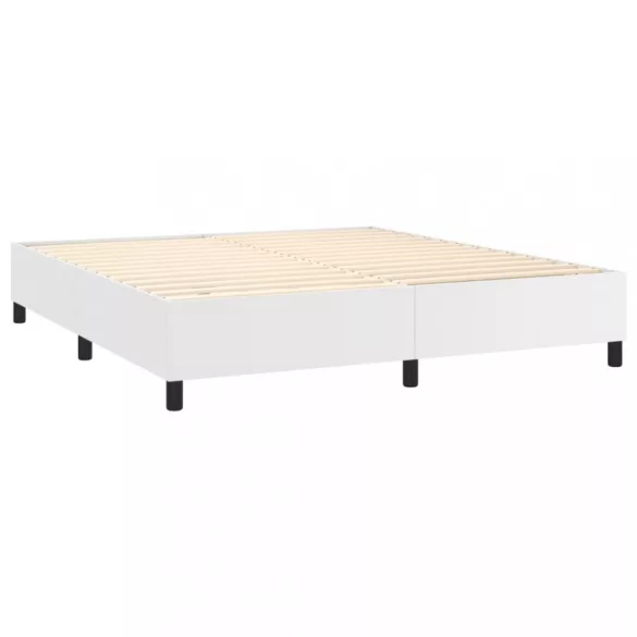 fehér műbőr rugós ágy matraccal és LED-del 180x200 cm