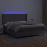 szürke műbőr rugós ágy matraccal és LED-del 180x200 cm