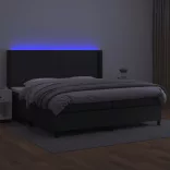 fehér műbőr rugós ágy matraccal és LED-del 200x200 cm
