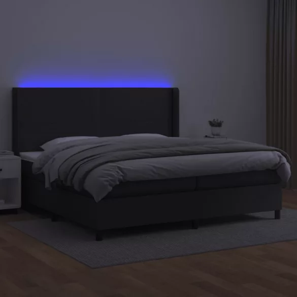 fehér műbőr rugós ágy matraccal és LED-del 200x200 cm