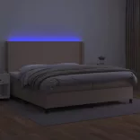 cappuccino színű műbőr rugós ágy matraccal és LED-del 200x200cm