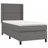 szürke műbőr rugós ágy matraccal és LED-del 90x190 cm