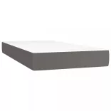 szürke műbőr rugós ágy matraccal és LED-del 90x200 cm