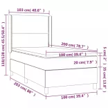 fekete műbőr rugós ágy matraccal és LED-del 100x200 cm