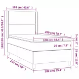 szürke műbőr rugós ágy matraccal és LED-del 100x200 cm