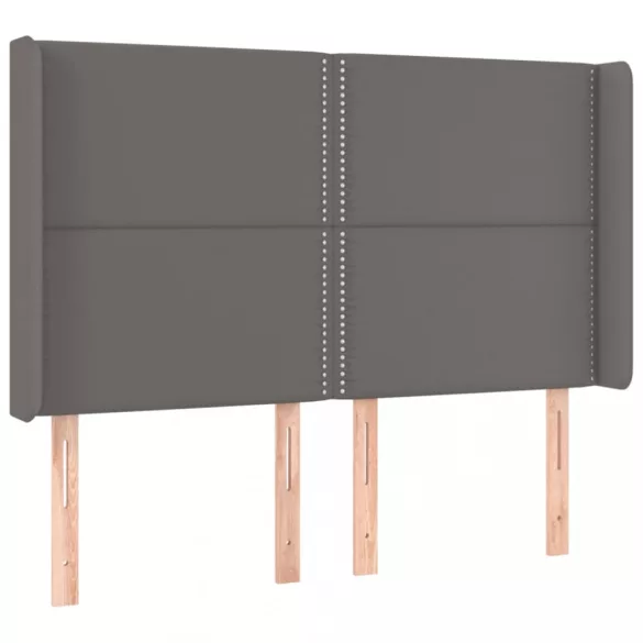 szürke műbőr rugós ágy matraccal és LED-del 140x190 cm