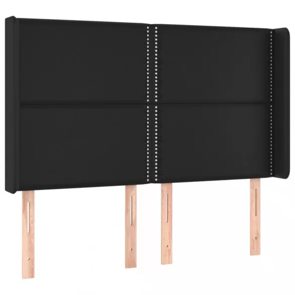 fekete műbőr rugós ágy matraccal és LED-del 140x200 cm