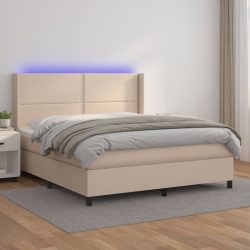   cappuccino színű műbőr rugós ágy matraccal és LED-del 160x200cm