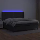 fehér műbőr rugós ágy matraccal és LED-del 200x200 cm