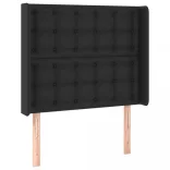 fekete műbőr rugós ágy matraccal és LED-del 90x190 cm