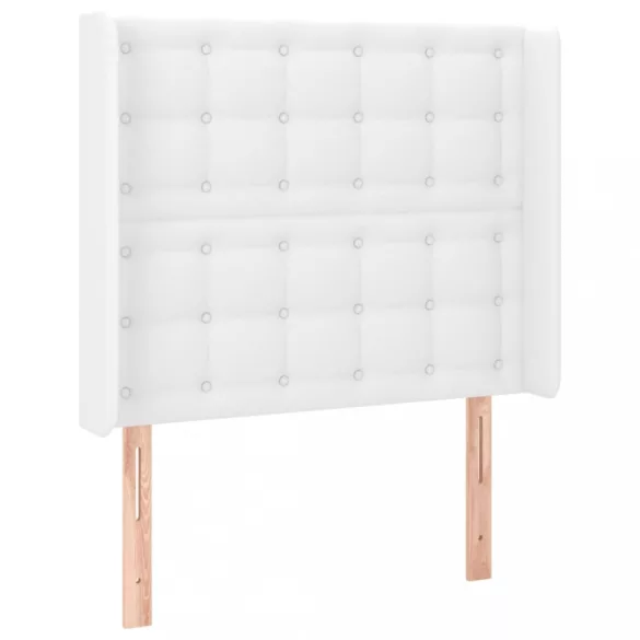 fehér műbőr rugós ágy matraccal és LED-del 90x200 cm