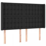 fekete műbőr rugós ágy matraccal és LED-del 140x200 cm