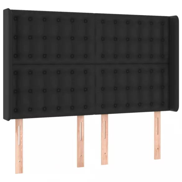fekete műbőr rugós ágy matraccal és LED-del 140x200 cm