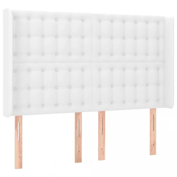 fehér műbőr rugós ágy matraccal és LED-del 140x200 cm