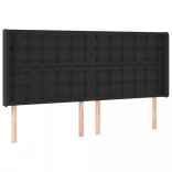 fekete műbőr rugós ágy matraccal és LED-del 160x200 cm