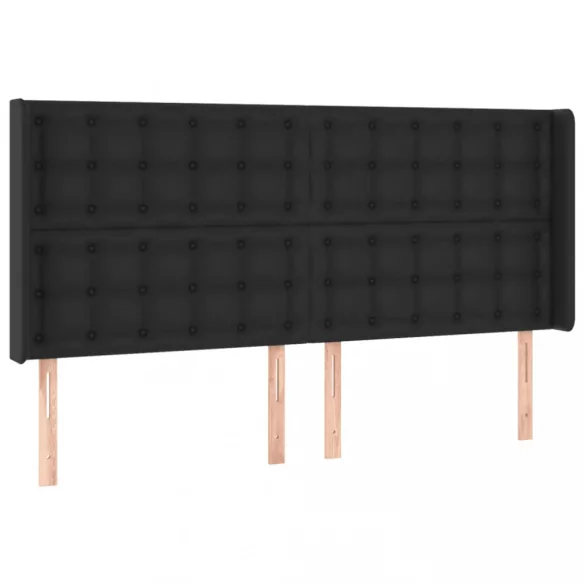 fekete műbőr rugós ágy matraccal és LED-del 160x200 cm
