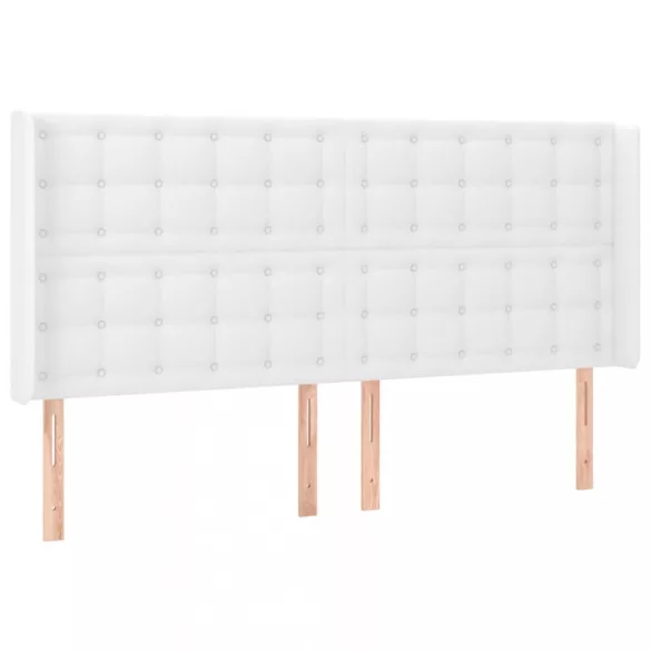 fehér műbőr rugós ágy matraccal és LED-del 160x200 cm