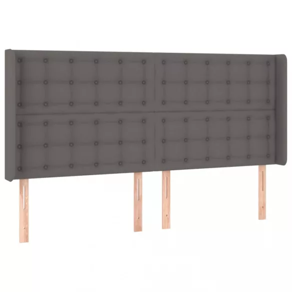 szürke műbőr rugós ágy matraccal és LED-del 160x200 cm