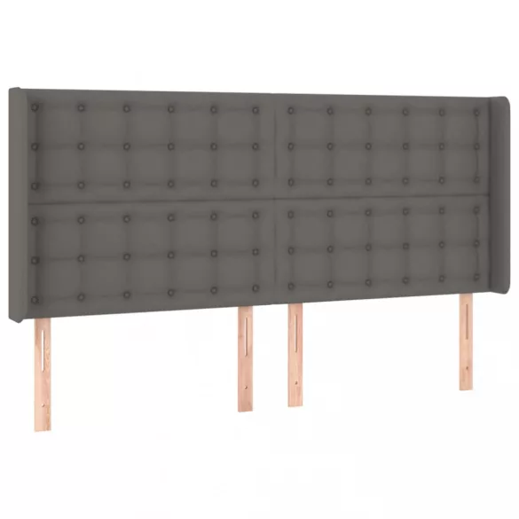 szürke műbőr rugós ágy matraccal és LED-del 180x200 cm