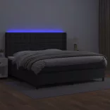 fehér műbőr rugós ágy matraccal és LED-del 200x200 cm