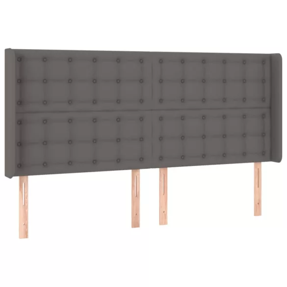 szürke műbőr rugós ágy matraccal és LED-del 200x200 cm