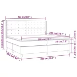 szürke műbőr rugós ágy matraccal és LED-del 200x200 cm