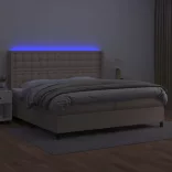 cappuccino színű műbőr rugós ágy matraccal és LED-del 200x200cm