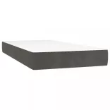 sötétszürke bársony rugós és LED-es ágy matraccal 90x190 cm