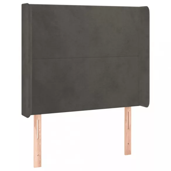 sötétszürke bársony rugós és LED-es ágy matraccal 90x200 cm