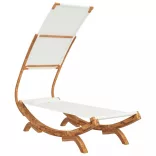 kültéri krém baldachinos hajlított fa nyugágy 100x190x134 cm