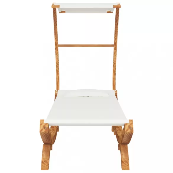 kültéri krém baldachinos hajlított fa nyugágy 100x190x134 cm