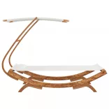 kültéri krém baldachinos hajlított fa nyugágy 100x190x134 cm