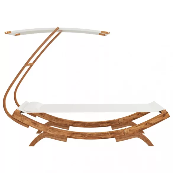 kültéri krém baldachinos hajlított fa nyugágy 100x190x134 cm