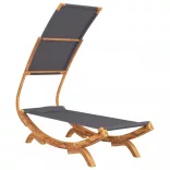 kültéri antracit baldachinos hajlított fa nyugágy 100x190x134cm