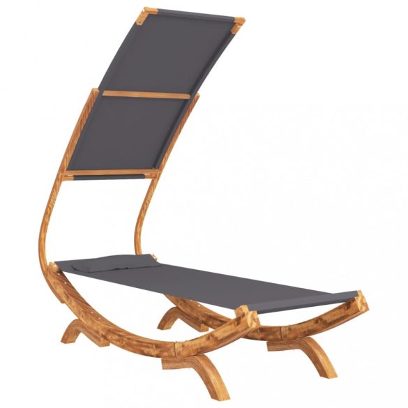 kültéri antracit baldachinos hajlított fa nyugágy 100x190x134cm