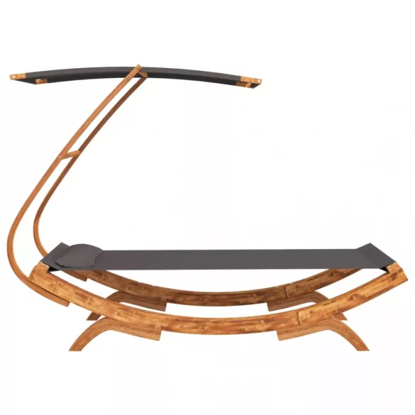 kültéri antracit baldachinos hajlított fa nyugágy 100x190x134cm