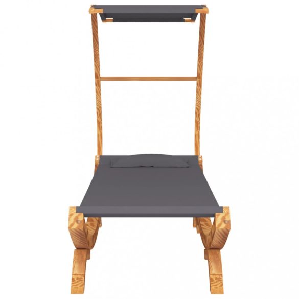 kültéri antracit baldachinos hajlított fa nyugágy 100x190x134cm