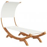 kültéri krém baldachinos hajlított fa nyugágy 100x200x126 cm