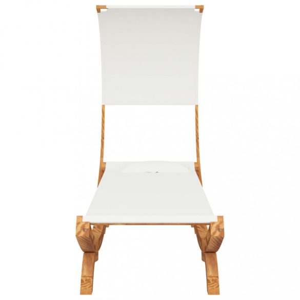 kültéri krém baldachinos hajlított fa nyugágy 100x200x126 cm